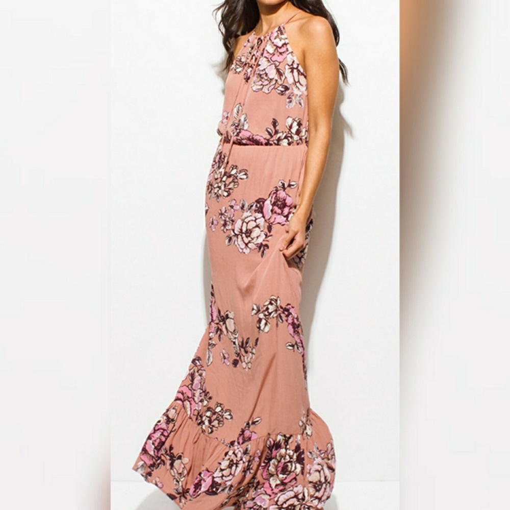 ❤️LAST ONE❤️ 🌿DUSTY HALTER MAXI DRESS🌿 - Picture 4 of 8